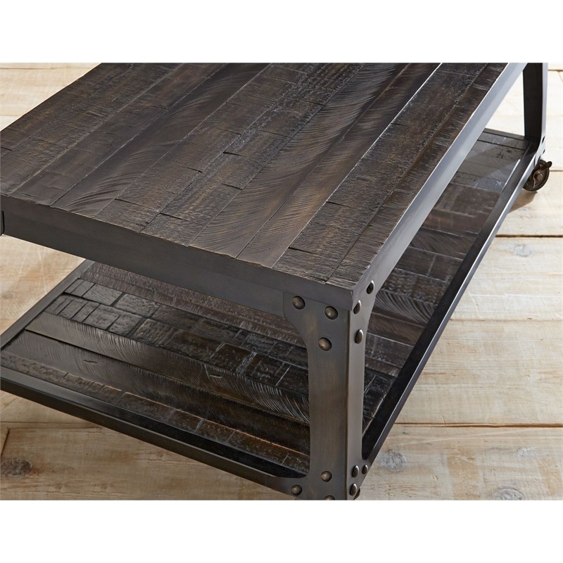 Bowery Hill Lift Top Wood Coffee Table with Casters in Tobacco Homesquare