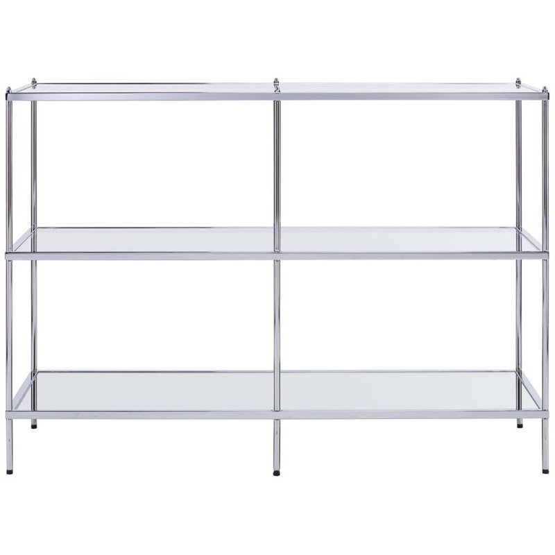 Bowery Hill Glam Mirrored Console Table in Chrome
