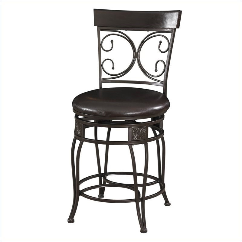 Bowery Hill Traditional Tall Back to Back Scroll Counter Stool