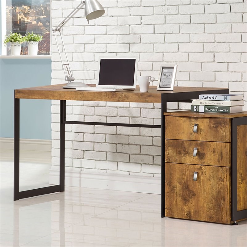 Bowery Hill Writing Desk in Antique Nutmeg and Gunmetal