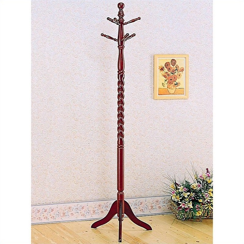 Bowery Hill Twisted Post Coat Rack in Merlot