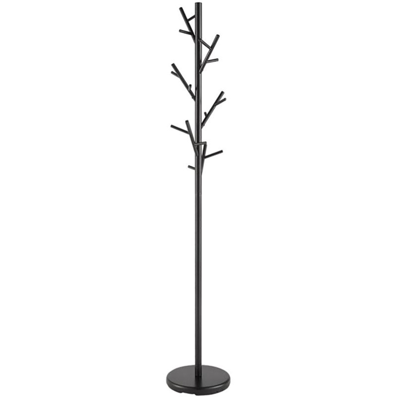 Bowery Hill Contemporary Round Base Coat Rack in Black