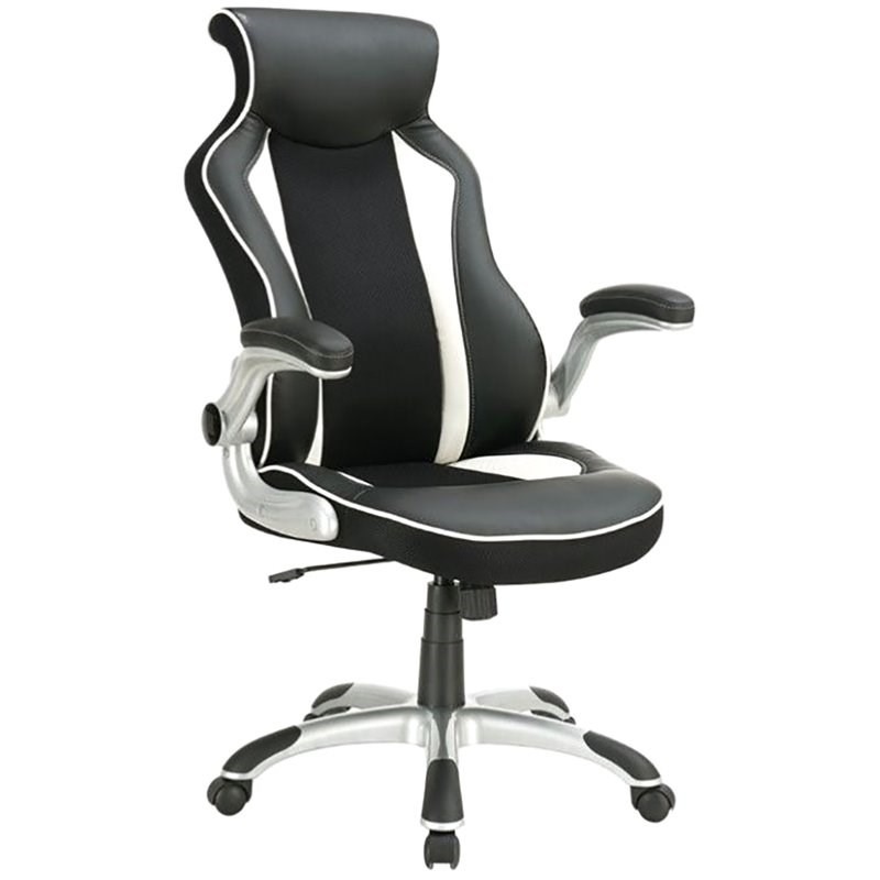 Bowery Hill Ergonomic Faux Leather Swivel Office Chair in Black