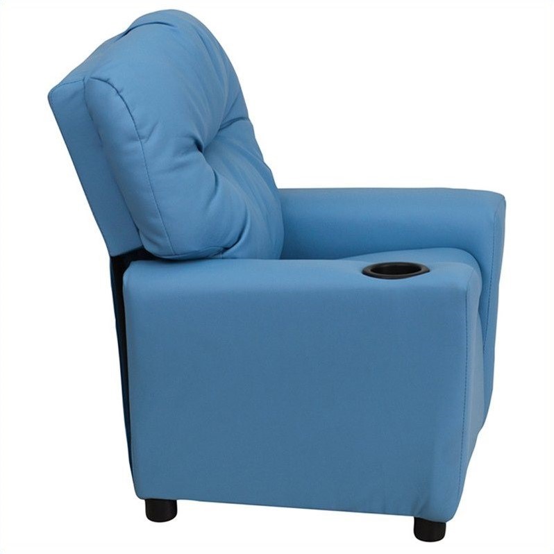 Bowery Hill Kids Recliner in Light Blue with Cup Holder
