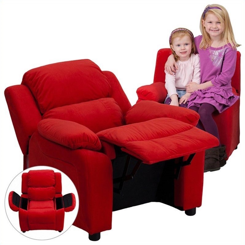 Bowery Hill Padded Kids Recliner in Red