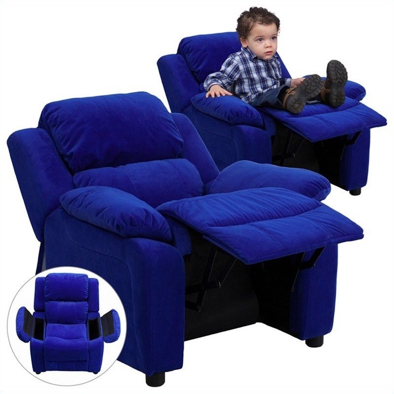 Bowery Hill Padded Kids Recliner in Blue