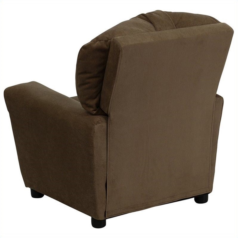 Bowery Hill Kids Recliner in Brown with Cup Holder