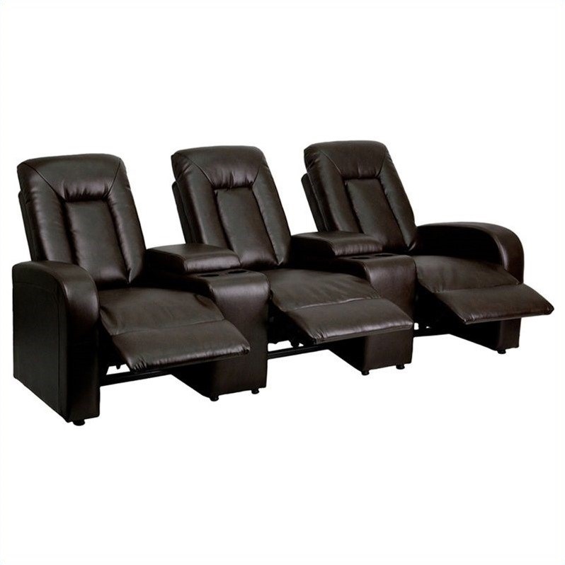 Bowery Hill 3 Seat Home Theater Recliner in Brown