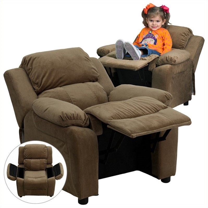 Bowery Hill Padded Kids Recliner in Brown