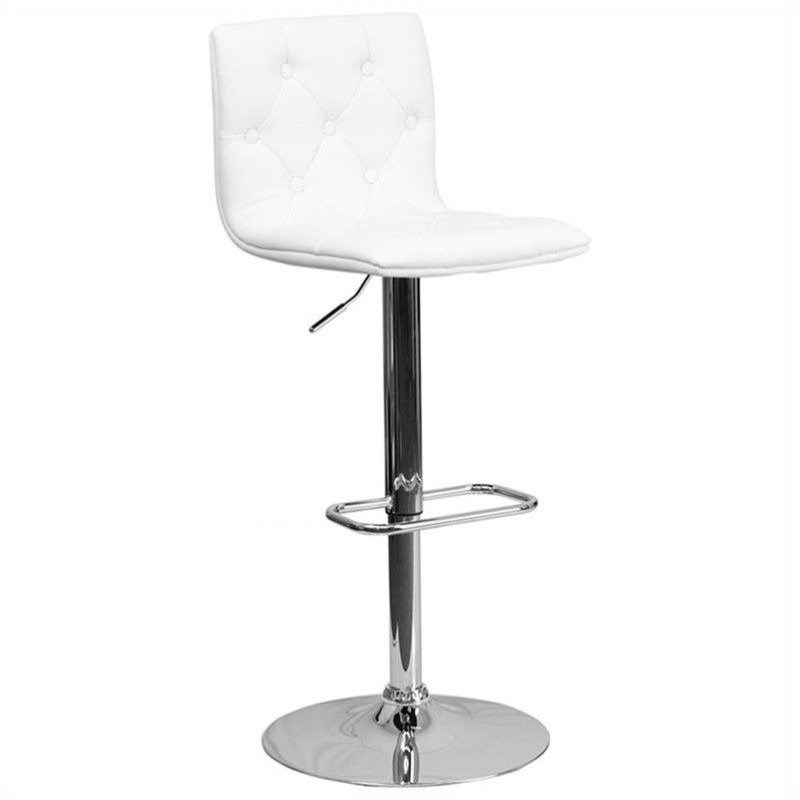 Bowery Hill Tufted Adjustable Bar Stool in White