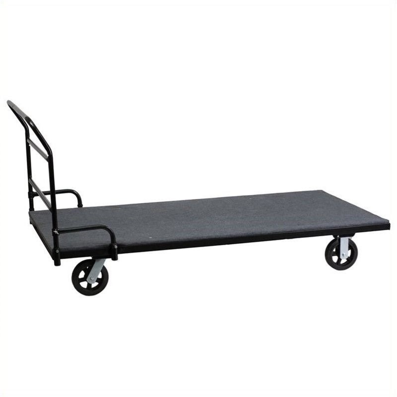 Bowery Hill Rectangular Folding Tables Dolly in Black