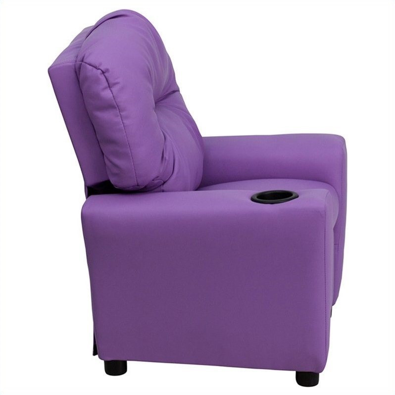 Bowery Hill Kids Recliner in Lavender with Cup Holder