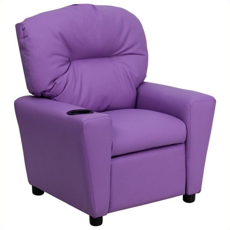 Bowery Hill Kids Recliner in Lavender with Cup Holder
