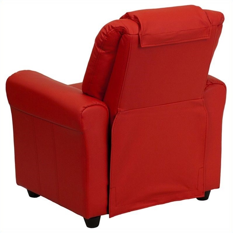 Bowery Hill Kids Faux Leather Recliner in Red