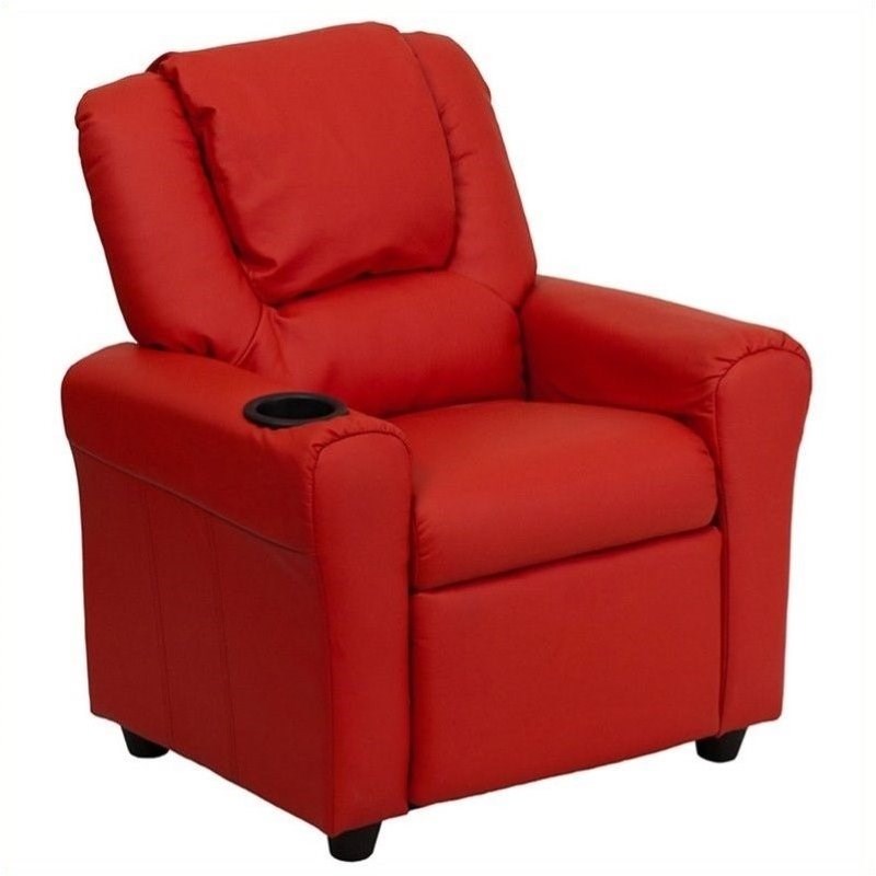 Bowery Hill Kids Faux Leather Recliner in Red