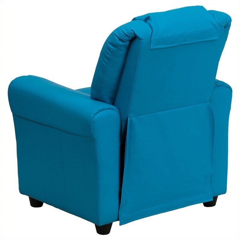 Bowery Hill Kids Faux Leather Recliner, Turquoise Leather Recliner