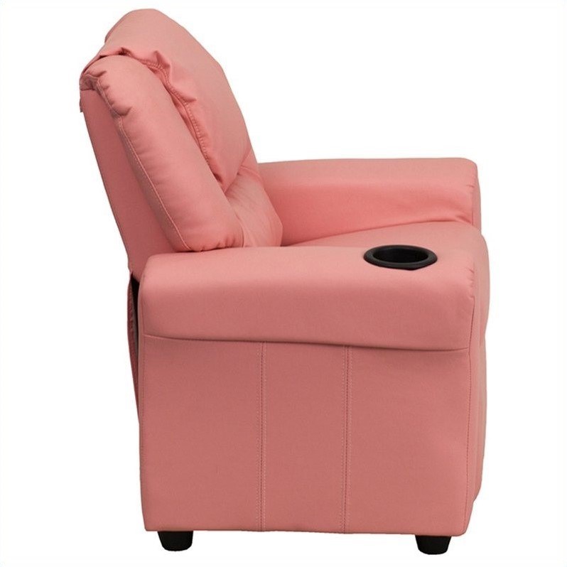 Bowery Hill Kids Faux Leather Recliner in Pink