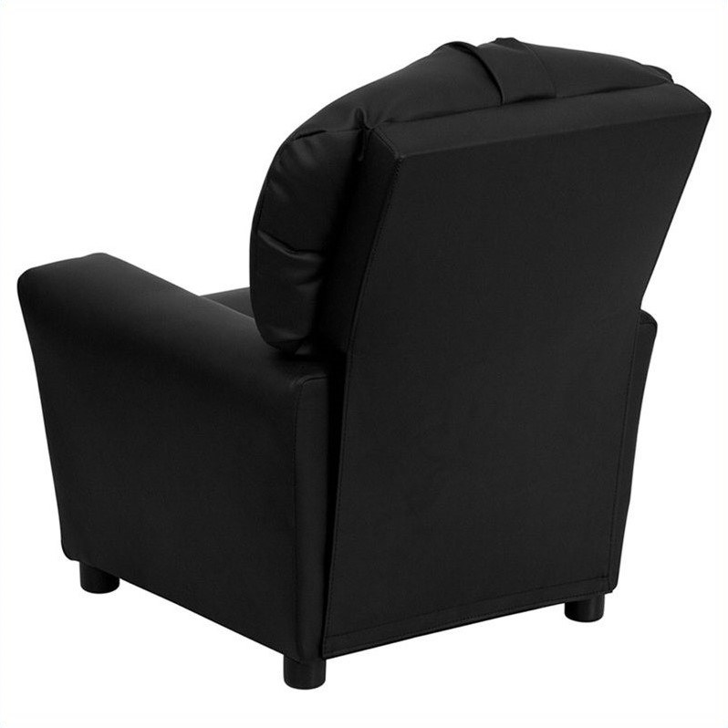 Bowery Hill Kids Recliner in Black with Cup Holder