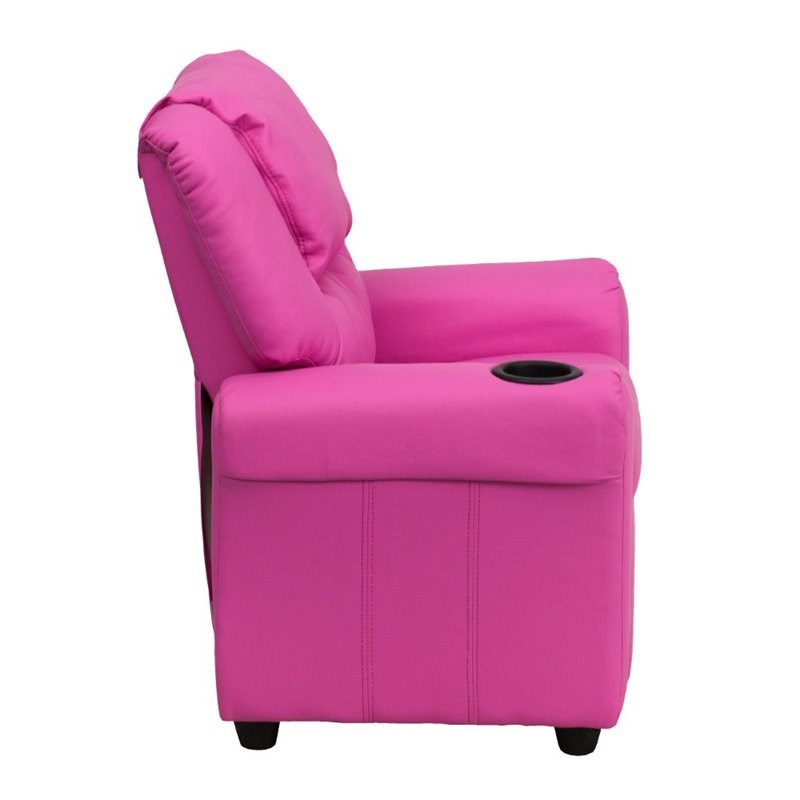Bowery Hill Faux Leather Kids Recliner in Hot Pink