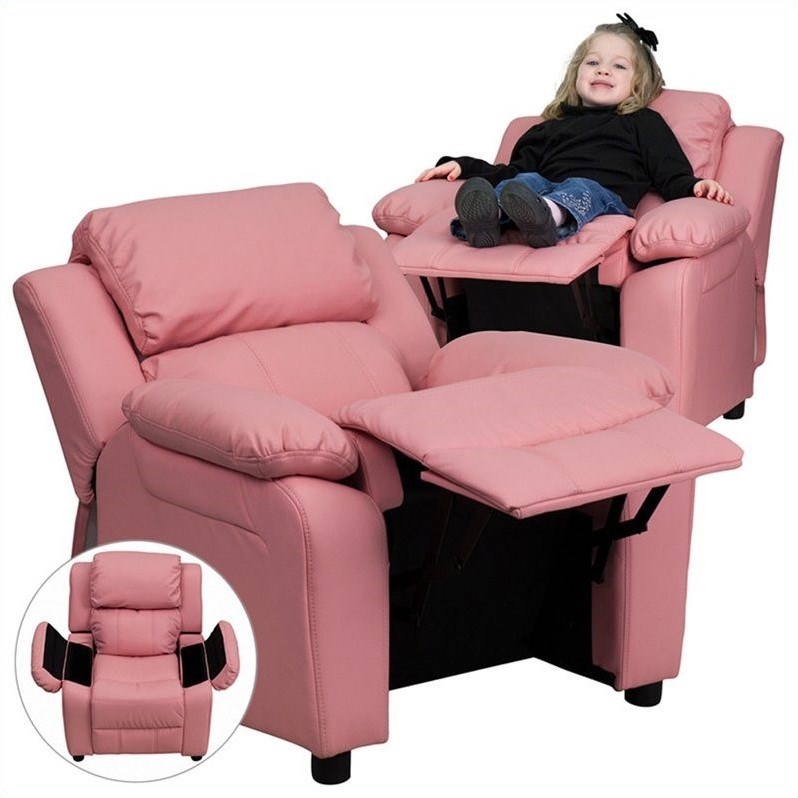 Bowery Hill Padded Kids Recliner in Pink