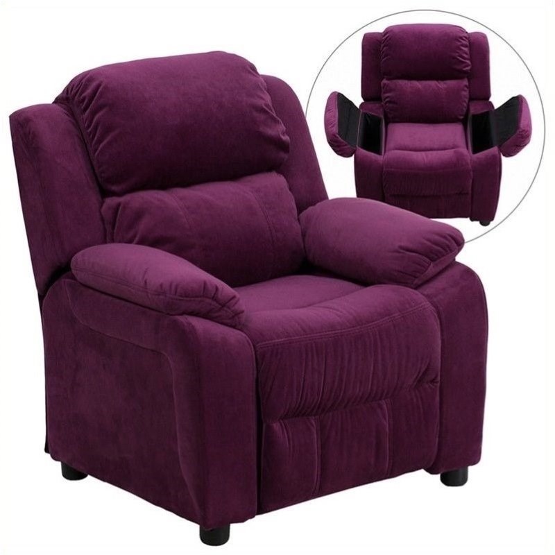Bowery Hill Padded Kids Recliner in Purple