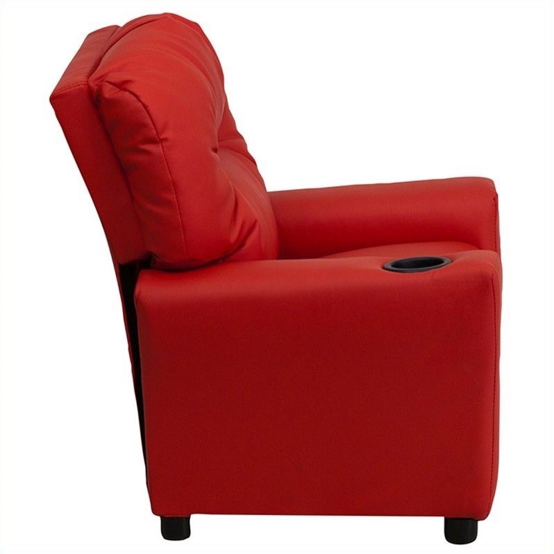 Bowery Hill Kids Recliner in Red with Cup Holder