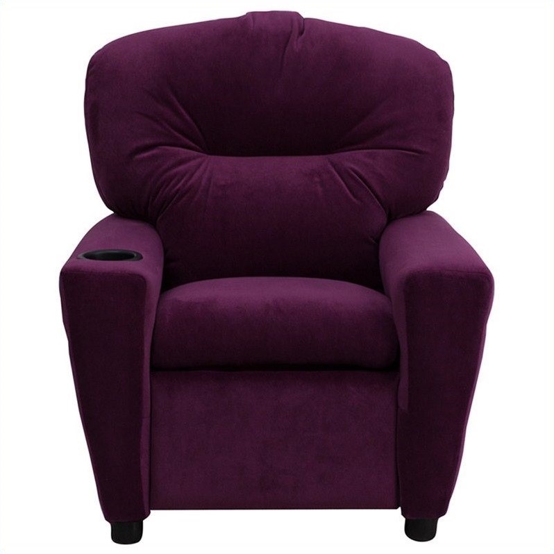 Bowery Hill Kids Recliner in Purple with Cup Holder