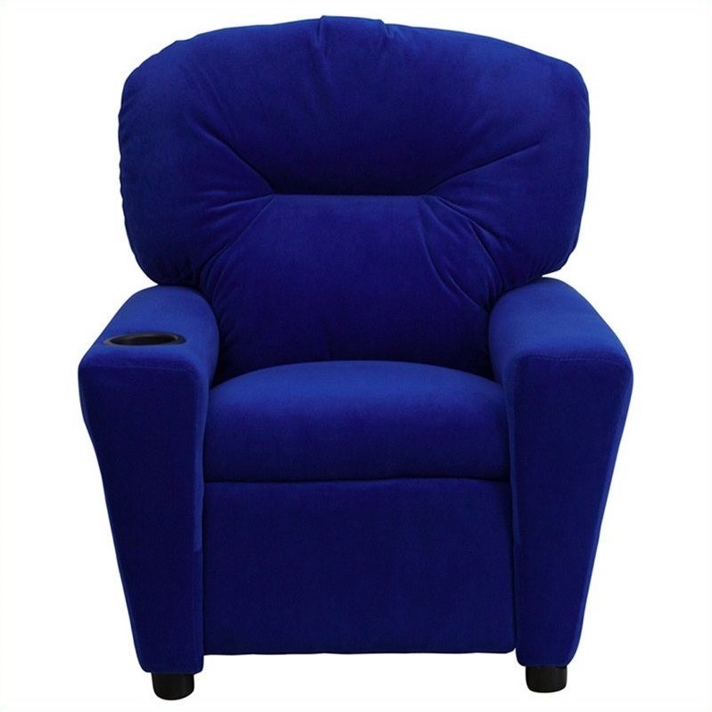 Bowery Hill Kids Recliner in Royal Blue with Cup Holder