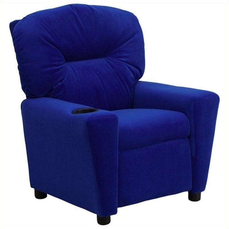 Bowery Hill Kids Recliner in Royal Blue with Cup Holder