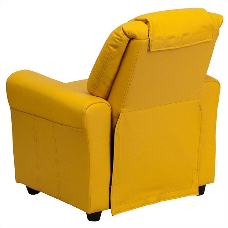 Bowery Hill Kids Faux Leather Recliner in Yellow