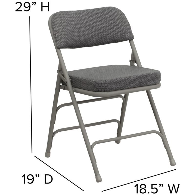 Bowery Hill Upholstered Metal Folding Chair in Gray