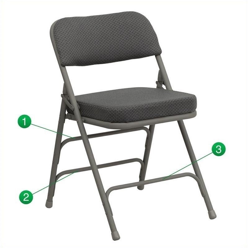 Bowery Hill Upholstered Metal Folding Chair in Gray