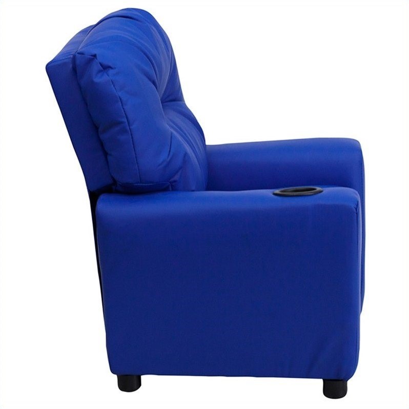 Bowery Hill Kids Recliner in Blue with Cup Holder