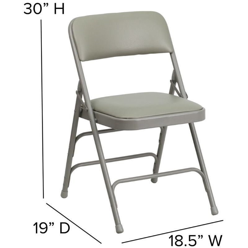 Bowery Hill Contemporary Upholstered Metal Folding Chair in Gray