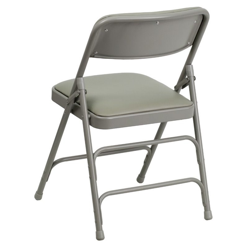 Bowery Hill Contemporary Upholstered Metal Folding Chair in Gray