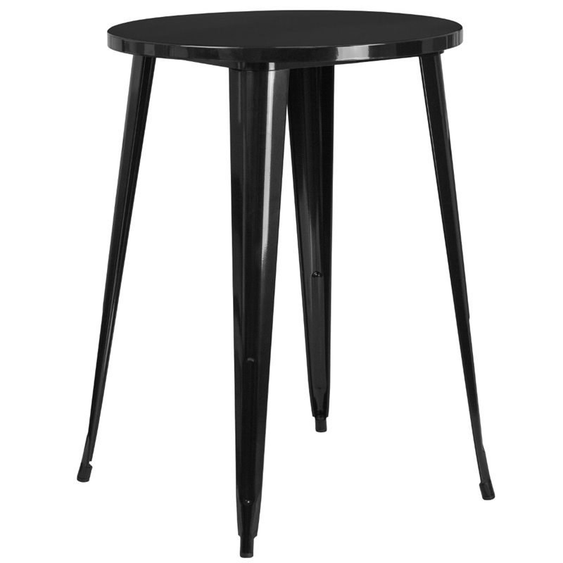 Bowery Hill Metal Patio Bistro Table in Black