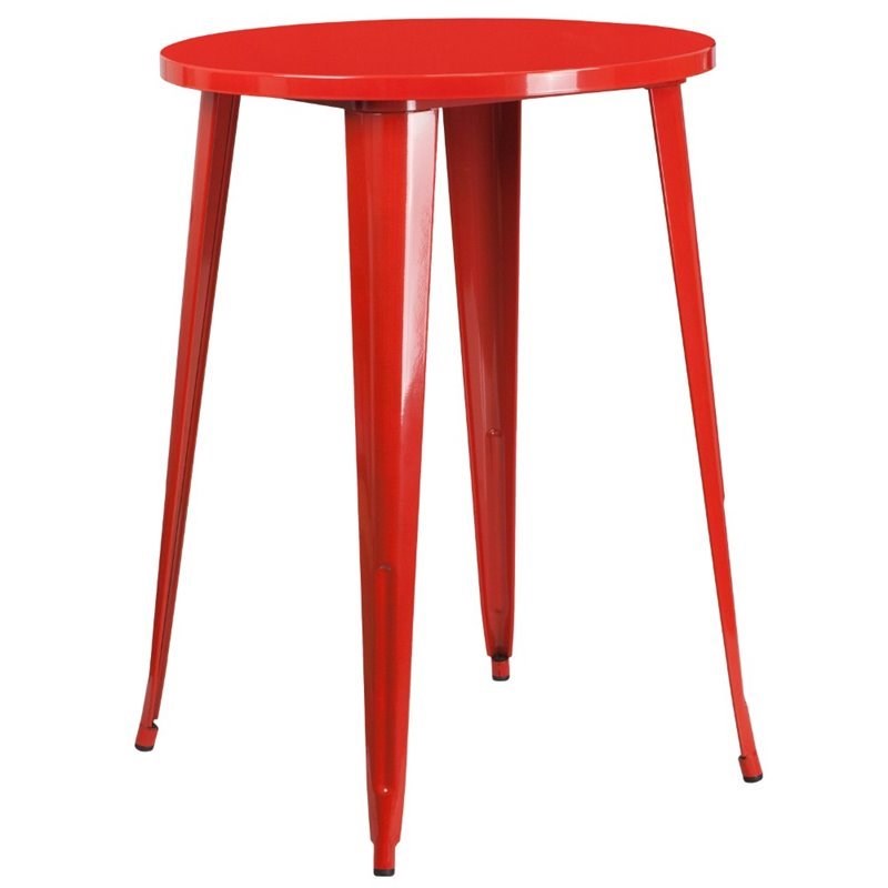 Bowery Hill Metal Patio Bistro Table in Red