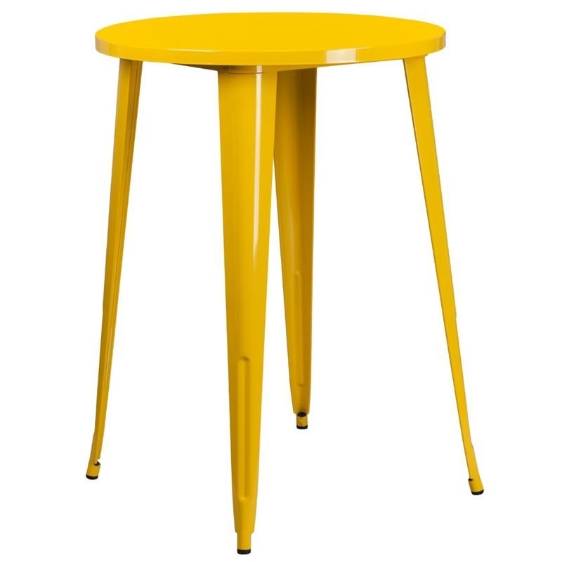 Bowery Hill Metal Patio Bistro Table in Yellow