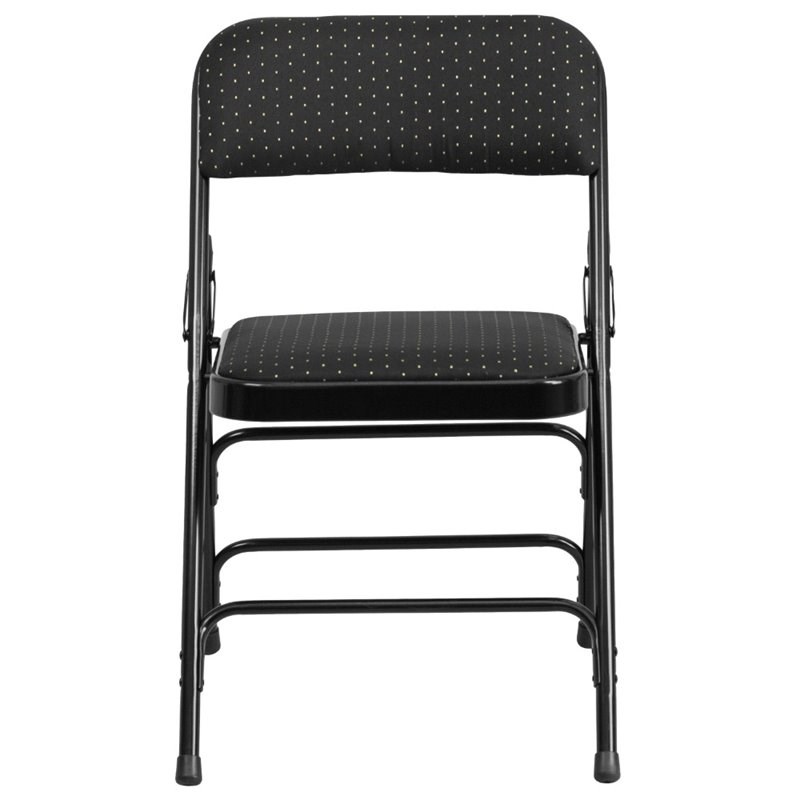 Bowery Hill Metal Folding Fabric Chair in Black