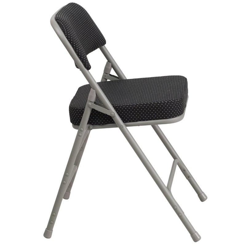 Bowery Hill Metal Folding Fabric Chair in Black and Gray