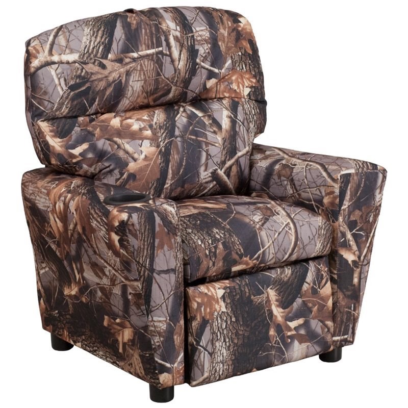 Bowery Hill Fabric Kids Recliner in Camouflage