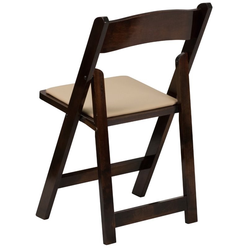 Bowery Hill Wood Folding Chair in Beige and Fruitwood