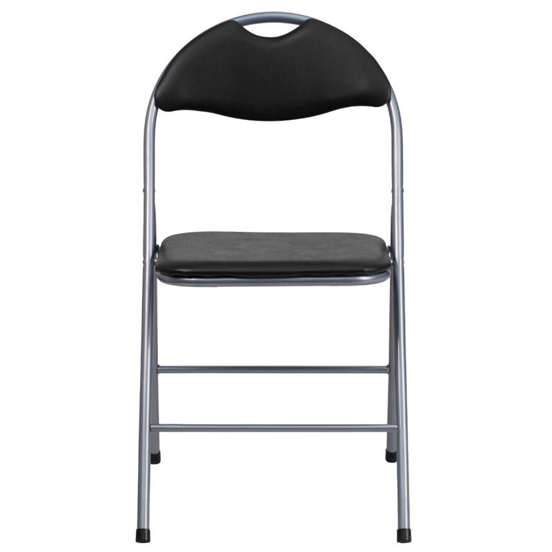 Bowery Hill Metal Folding Chair in Black and Silver