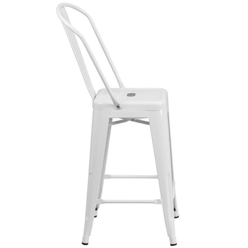 Bowery Hill Metal 24'' Counter Stool in White