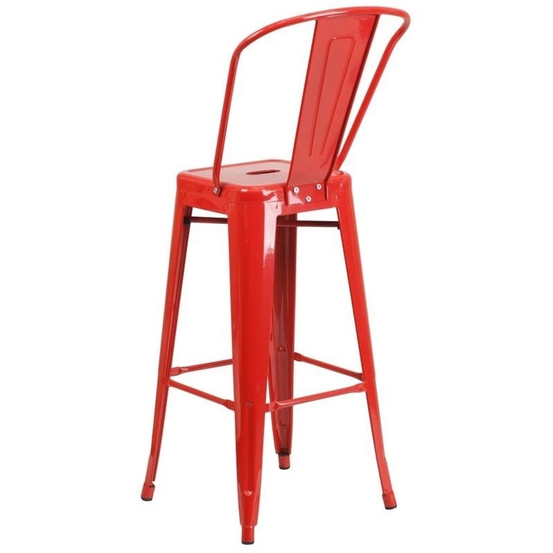 Bowery Hill Metal 30'' Bar Stool in Red