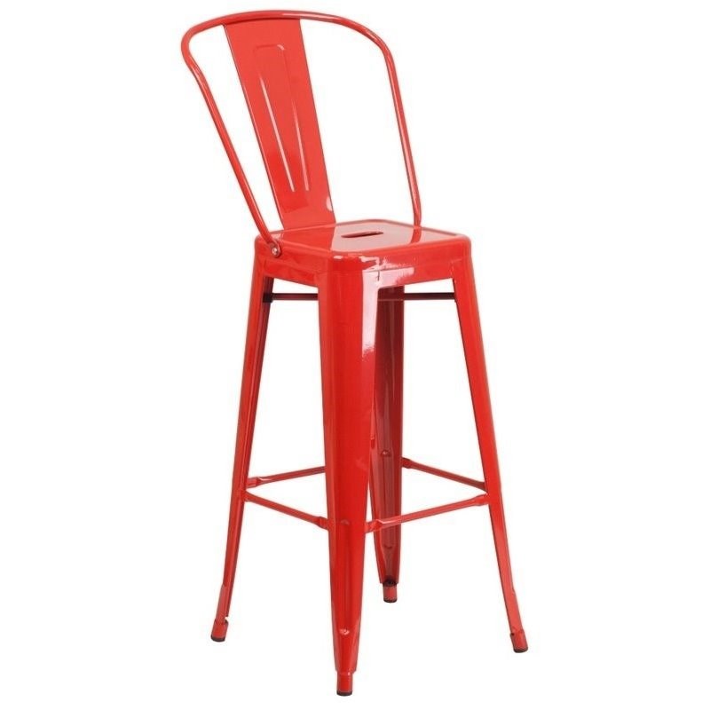 Bowery Hill Metal 30'' Bar Stool in Red