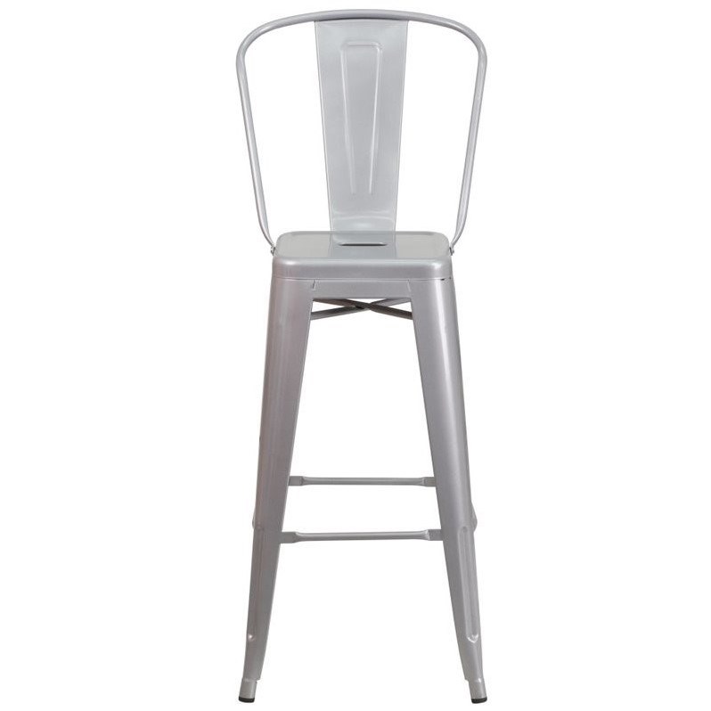 Bowery Hill Metal 30'' Bar Stool in Silver