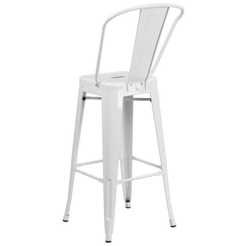 Bowery Hill Metal 30'' Bar Stool in White