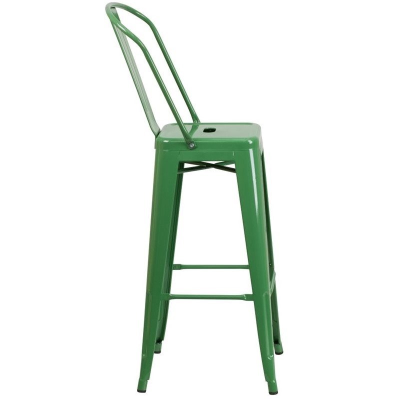 Bowery Hill Metal 30'' Bar Stool in Green