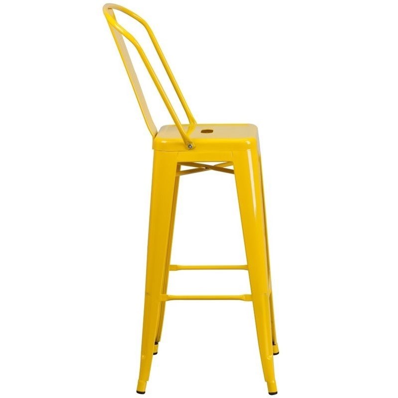 Bowery Hill Metal 30'' Bar Stool in Yellow